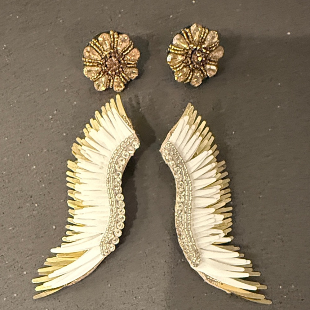 Mignonne Gavigan Gold and White Wing Earrings